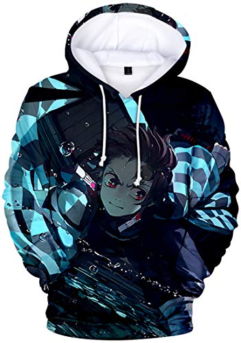 WINKEEY Herren Manga Hoodie Anime Nezuko Cosplay Kapuzenpullover Tanjiro Inosuke Zenitsu Oversized Pulli 3D Druck Fashion Streetwear, 18 L von WINKEEY