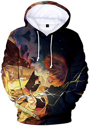 WINKEEY Herren Manga Hoodie Anime Nezuko Cosplay Kapuzenpullover Tanjiro Inosuke Zenitsu Oversized Pulli 3D Druck Fashion Streetwear, 19 M von WINKEEY