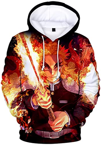 WINKEEY Herren Manga Hoodie Anime Nezuko Cosplay Kapuzenpullover Tanjiro Inosuke Zenitsu Oversized Pulli 3D Druck Fashion Streetwear, 32 M von WINKEEY