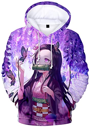 WINKEEY Herren Manga Hoodie Anime Nezuko Cosplay Kapuzenpullover Tanjiro Inosuke Zenitsu Oversized Pulli 3D Druck Fashion Streetwear, 35 M von WINKEEY