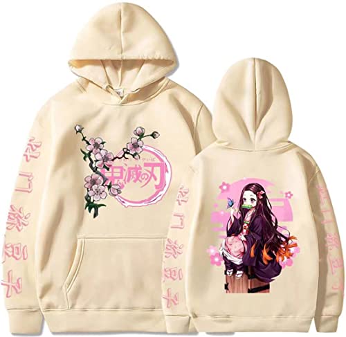 WINKEEY Manga Pullover Frauen Kochou Shinobu Cosplay Kapuzenpullover Nezuko Hoodie Kostüm Langarm Sweatshirt Für Damen, Beige03 L von WINKEEY