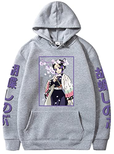 WINKEEY Manga Pullover Frauen Kochou Shinobu Cosplay Kapuzenpullover Nezuko Hoodie Kostüm Langarm Sweatshirt Für Damen, Grau01 M von WINKEEY