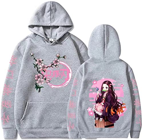 WINKEEY Manga Pullover Frauen Kochou Shinobu Cosplay Kapuzenpullover Nezuko Hoodie Kostüm Langarm Sweatshirt Für Damen, Grau03 3XL von WINKEEY