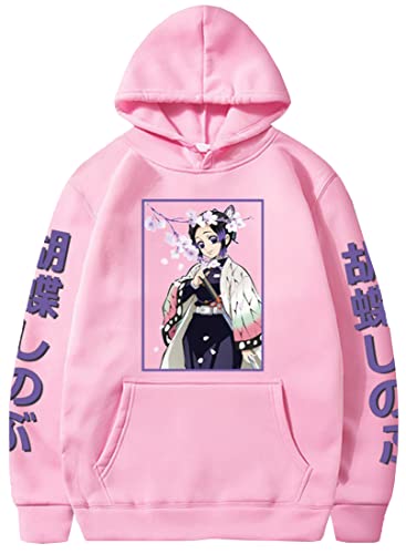 WINKEEY Manga Pullover Frauen Kochou Shinobu Cosplay Kapuzenpullover Nezuko Hoodie Kostüm Langarm Sweatshirt Für Damen, Rosa01 M von WINKEEY