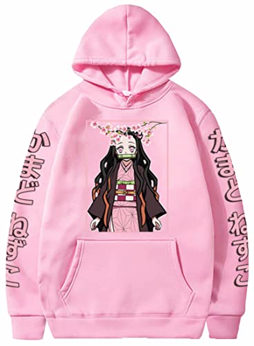 WINKEEY Manga Pullover Frauen Kochou Shinobu Cosplay Kapuzenpullover Nezuko Hoodie Kostüm Langarm Sweatshirt Für Damen, Rosa02 XL von WINKEEY