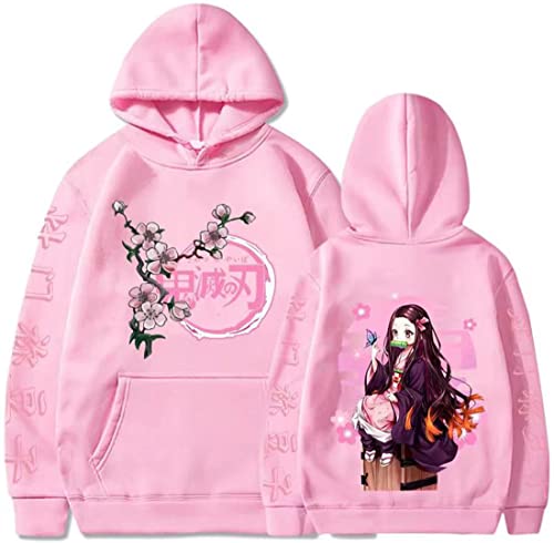 WINKEEY Manga Pullover Frauen Kochou Shinobu Cosplay Kapuzenpullover Nezuko Hoodie Kostüm Langarm Sweatshirt Für Damen, Rosa03 3XL von WINKEEY