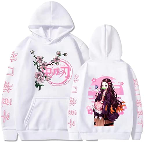 WINKEEY Manga Pullover Frauen Kochou Shinobu Cosplay Kapuzenpullover Nezuko Hoodie Kostüm Langarm Sweatshirt Für Damen, Weiß03 3XL von WINKEEY