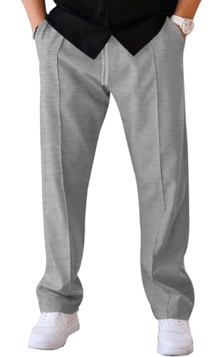 WINKEEY Herren Hosen Stretch Hosen für Männer Sporthose Jogginghose Herren Freizeithose mit Kordelzug,Hellgrau XXL von WINKEEY