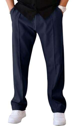 WINKEEY Herren Hosen Stretch Hosen für Männer Sporthose Jogginghose Herren Freizeithose mit Kordelzug,Navy Blau L von WINKEEY
