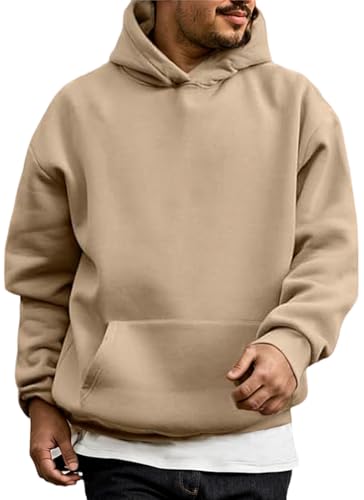 WINKEEY Hoodie Herren Kapuzenpullover Pulli Casual Hoody Pullover Langarm Sweatshirt Herbst Winter Oberteile Fashion Streetwear Mit Taschen,Khaki M von WINKEEY