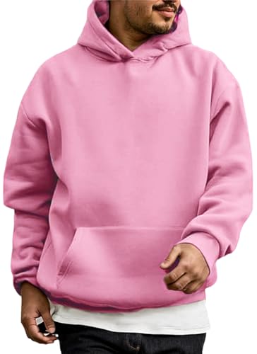WINKEEY Hoodie Herren Kapuzenpullover Pulli Casual Hoody Pullover Langarm Sweatshirt Herbst Winter Oberteile Fashion Streetwear Mit Taschen,Rosa S von WINKEEY