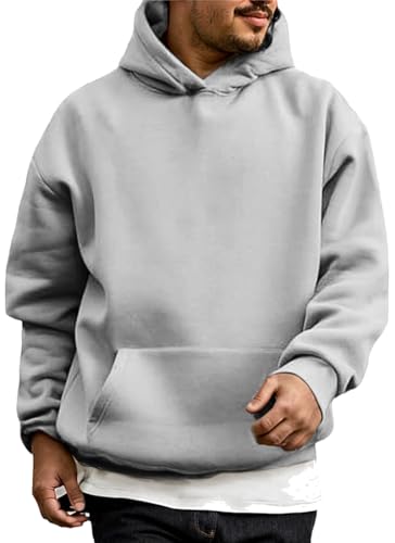 WINKEEY Hoodie Herren Kapuzenpullover Pulli Casual Hoody Pullover Langarm Sweatshirt Herbst Winter Oberteile Fashion Streetwear Mit Taschen,Grau M von WINKEEY