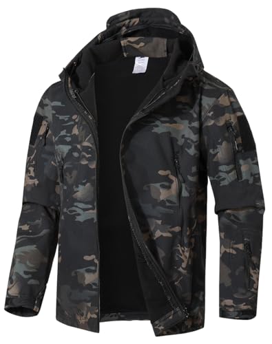 WINKEEY Jacke Herren Softshelljacke Für Herren Arbeitsjacke Winterjacke Fleece Gefüttert Übergangsjacke Wasserdicht Winddicht Warm Outdoorjacke Funktionsjacke,Camouflage1 XL von WINKEEY