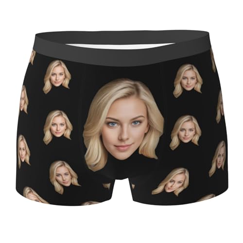 WINKEEY Personalisiert Herren Unterhose Boxershorts Mit Gesicht Foto Geschenke Für Männer Lustige Unterwäsche Personalisierte Geschenke Jahrestag Geschenk Für Ihn Geburtstag Partner Paar Geschenk,2L von WINKEEY