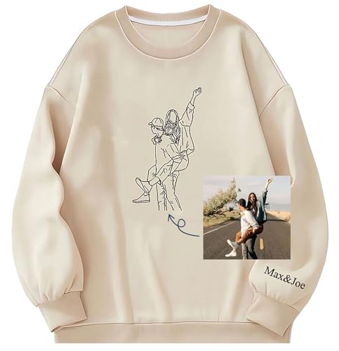 WINKEEY Personalisiert Hoodie Bestickt Sweatshirt Mit Foto Namen Text Geschenke Für Männer Frauen Lustige Personalisierte Geschenke Jahrestag Geschenk für Ihn Partner Geburtstag Geschenke von WINKEEY