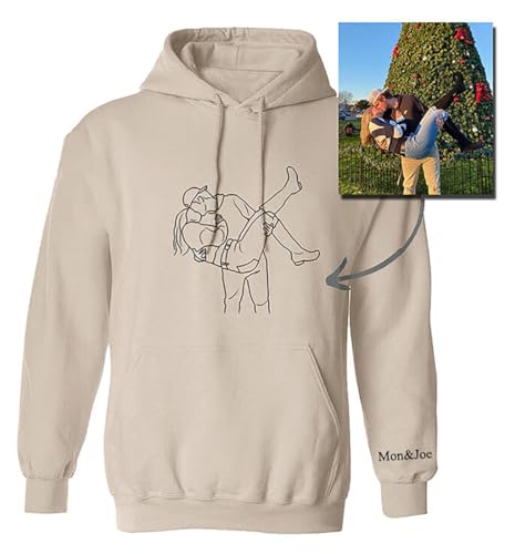 WINKEEY Personalisiert Hoodie Bestickt Kapuzenpullover Mit Foto Namen Text Geschenke Für Männer Frauen Lustige Personalisierte Geschenke Jahrestag Geschenk für Ihn Partner Geburtstag Geschenke von WINKEEY