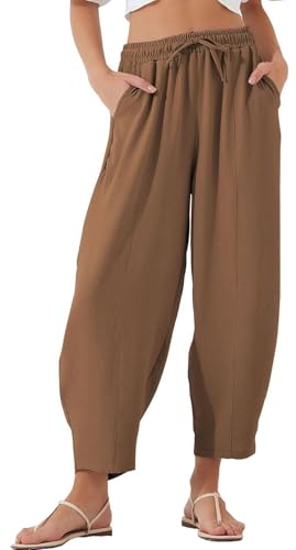 WINKEEY Sommerhose Damen Leicht 7/8 Baggy Elastisch Stoffhose Elegant Freizeithose Mit hoher Taille Palazzo Hose Mit Taschen,Kaffee 3XL WINKEEY Sommerhose Damen Leicht 7/8 Baggy Elastisch Stoffhose Elegant Freizeithose Mit hoher Taille Palazzo Hose Mit Taschen,Kaffee 3XL von WINKEEY