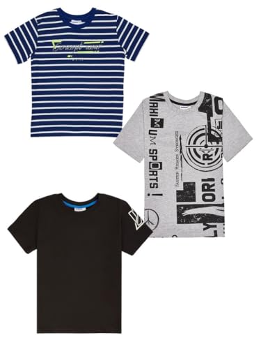 Kinder Unisex Teenager Jungen Mädchen Tshirt 3er Pack T-Shirt-Oberteile Multi-Packs Kurzarm, Rundhalsausschnitt - Mehrfarbig - 140 von WINKIKI Kids Wear