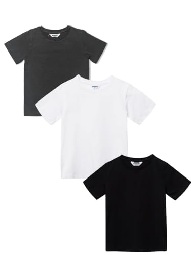 Kinder Unisex Teenager Jungen Mädchen Tshirt 3er Pack T-Shirt-Oberteile Multi-Packs Kurzarm, Rundhalsausschnitt - Mehrfarbig - 140 von WINKIKI Kids Wear