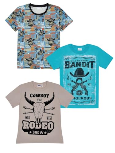 Kinder Unisex Teenager Jungen Mädchen Tshirt 3er Pack T-Shirt-Oberteile Multi-Packs Kurzarm, Rundhalsausschnitt - Mehrfarbig - 146 von WINKIKI Kids Wear