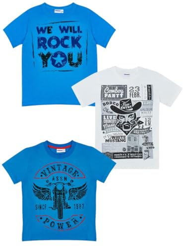 Kinder Unisex Teenager Jungen Mädchen Tshirt 3er Pack T-Shirt-Oberteile Multi-Packs Kurzarm, Rundhalsausschnitt - Mehrfarbig - 146 von WINKIKI Kids Wear