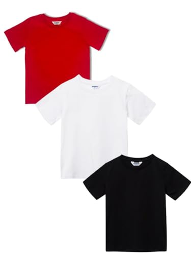Kinder Unisex Teenager Jungen Mädchen Tshirt 3er Pack T-Shirt-Oberteile Multi-Packs Kurzarm, Rundhalsausschnitt - Mehrfarbig - 152 von WINKIKI Kids Wear