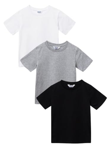 Kinder Unisex Teenager Jungen Mädchen Tshirt 3er Pack T-Shirt-Oberteile Multi-Packs Kurzarm, Rundhalsausschnitt - Mehrfarbig - 152 von WINKIKI Kids Wear