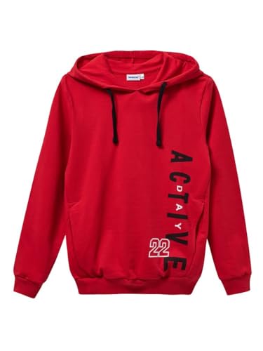 WINKIKI Kids Wear Kinder Teenager Jungen Kapuzenpulli Kaputzenpullover Pullover Rundhals Langarm Hoodie mit Kängurutasche aus hochwertiger Baumwolle - Rot - 170 von WINKIKI Kids Wear