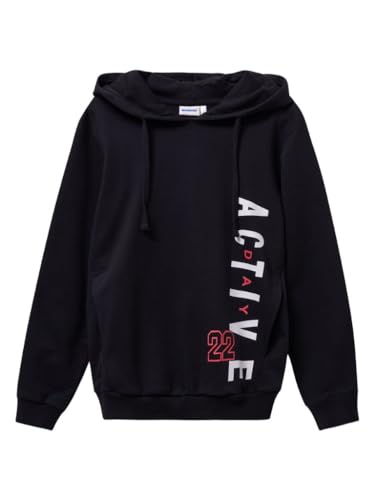 WINKIKI Kids Wear Kinder Teenager Jungen Kapuzenpulli Kaputzenpullover Pullover Rundhals Langarm Hoodie mit Kängurutasche aus hochwertiger Baumwolle - Schwarz-Weiß - 164 von WINKIKI Kids Wear