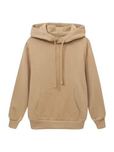 WINKIKI Kids Wear Kinder Teenager Unisex Jungen Madchen Kapuzenpulli Kapuzenpullover Pullover Rundhals Langarm Hoodie aus hochwertiger Baumwolle - Beige hell - 140 von WINKIKI Kids Wear