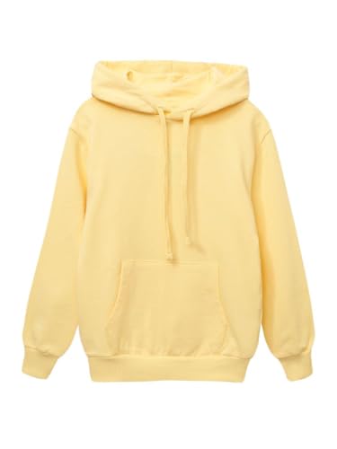 WINKIKI Kids Wear Kinder Teenager Unisex Jungen Madchen Kapuzenpulli Kapuzenpullover Pullover Rundhals Langarm Hoodie aus hochwertiger Baumwolle - Gelb - 122 von WINKIKI Kids Wear