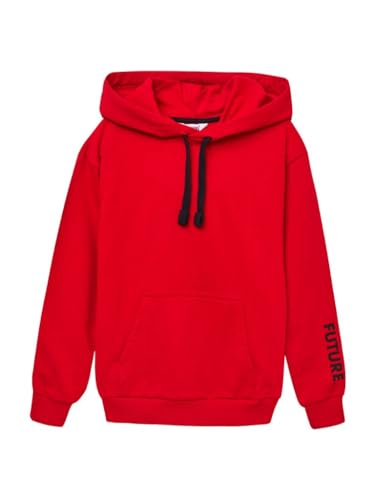 WINKIKI Kids Wear Kinder Teenager Unisex Jungen Madchen Kapuzenpullover Langarm Hoodie aus hochwertiger Baumwolle - Rot - 158 von WINKIKI Kids Wear