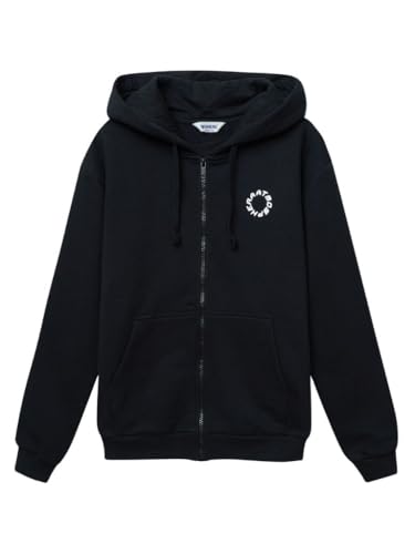 WINKIKI Kids Wear Kinder Teenager Unisex Jungen Mädchen Kaputzen Hoodie mit Reißverschluss Zip Verschluss, Langarm, mit geteilter Kängurutasche und Rippbündchen - Schwarz - 140 von WINKIKI Kids Wear