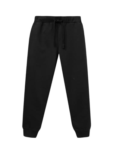 WINKIKI Kids Wear Unisex Kinder Jungen Mädchen Hose Sweatpants Trainingshose mit Kordelzug und Seitentaschen aus 100% Baumwolle - Schwartz - 128 von WINKIKI Kids Wear