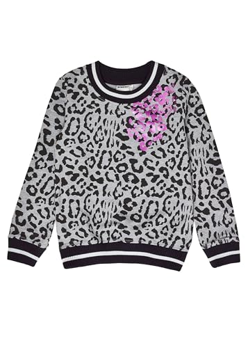 Winkiki Kinder Teenager Mädchen Pullover Leopardenmuster Longsleeve Langarm - Grau - 128 von WINKIKI Kids Wear
