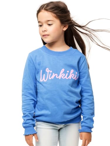 Winkiki Kinder Teenager Mädchen Pullover Longsleeve Langarm aus hochwertiger Baumwolle - Blue - 134 von WINKIKI Kids Wear