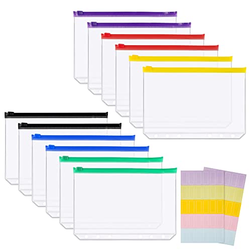 WINKIO A5 Binder Taschen,12 Stück 6-Loch Bindertaschen Reißverschluss Mappe mit 2 Aufkleber Etikett, Wasserdichter PVC Transparent A5 Klarsichthüllen für Dateien Dokumente Notizbücher Karten WINKIO A5 Binder Taschen,12 Stück 6-Loch Bindertaschen Reißverschluss Mappe mit 2 Aufkleber Etikett, Wasserdichter PVC Transparent A5 Klarsichthüllen für Dateien Dokumente Notizbücher Karten von WINKIO