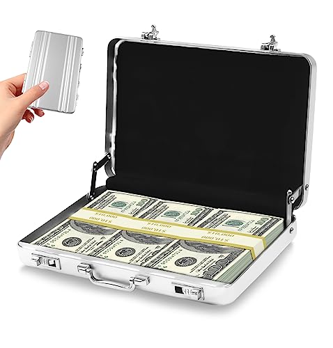 WINKIO Geldkoffer als Geldgeschenk, Geldgeschenke Verpackung oder für Gutscheine, Aluminium Mini Aktenkoffer mit Schnappverschluss, für Hochzeitsgeschenke(Silber) von WINKIO