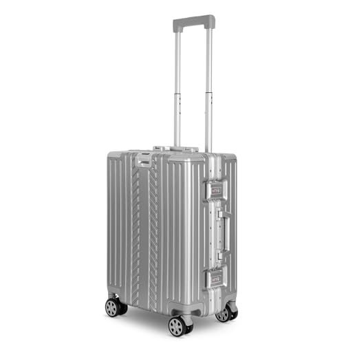 WINLIFE Hartschalen-Reisekoffer M-53cm | Großschalen-ABS-Trolley in Silber | TSA-Zahlenschloss | 4X 360°-Doppelspinnerrollen | Teleskopgriff | integrierter Becher- & Taschenhalter von WINLIFE