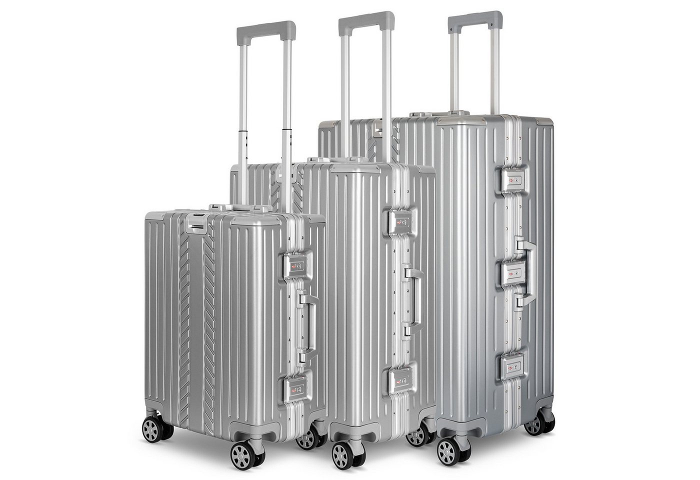 WINLIFE Trolley WINLIFE®Größe M, L, XL Reisekoffer Alu-Rahmen ABS & TSA Schloss Silber, ABS+PC-Hartschale, TSA-Schloss, 360°-Doppelrollen von WINLIFE