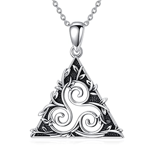 WINNICACA Keltische Spirale Knoten 925 Sterling Silber Keltischer Knoten Baum des Lebens Halskette Triquetra Keltische Halskette für Frauen Religiöwen Schmuck von WINNICACA