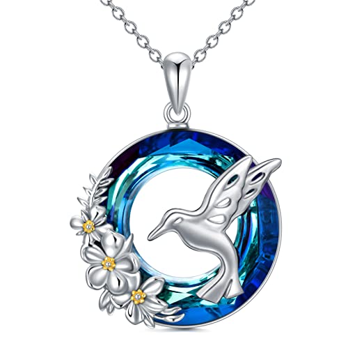 WINNICACA Kolibri Halskette Geschenke für Frauen Sterling Silber Vogel Anhänger Halskette mit Kristall Schmuck Geburtstag Geschenke für Mädchen von WINNICACA