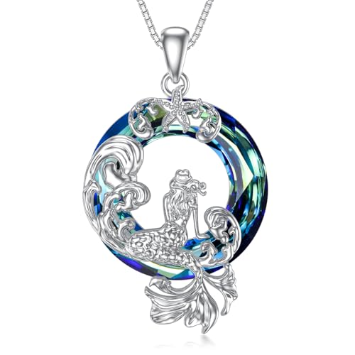 WINNICACA Meerjungfrau Halskette 925 Sterling Silber Schmuck Geburtstag Weihnachten Geschenk für Frauen von WINNICACA