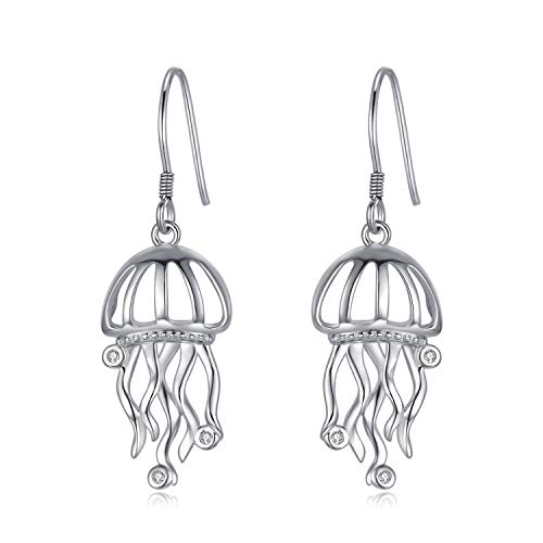 WINNICACA Quallen Ohrringe Sterling Silber Ocean Dangle Drop Hooks Ohrringe Muttertagsschmuck für Frauen Teenager Geburtstagsgeschenke von WINNICACA