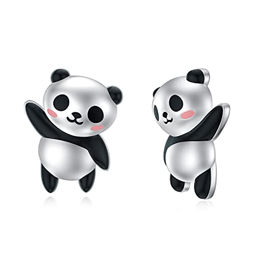 WINNICACA Panda Ohrringe Ohrstecker S925 Sterling Silber Panda Schmuck Geschenke für Mädchen Frauen von WINNICACA