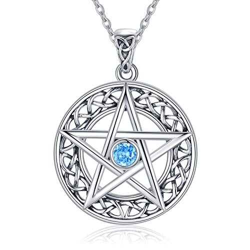 WINNICACA Pentagramm Halskette Pentacle Anhänger S925 Sterling Silber Anhänger Schmuck für Frauen Mädchen Geschenke von WINNICACA