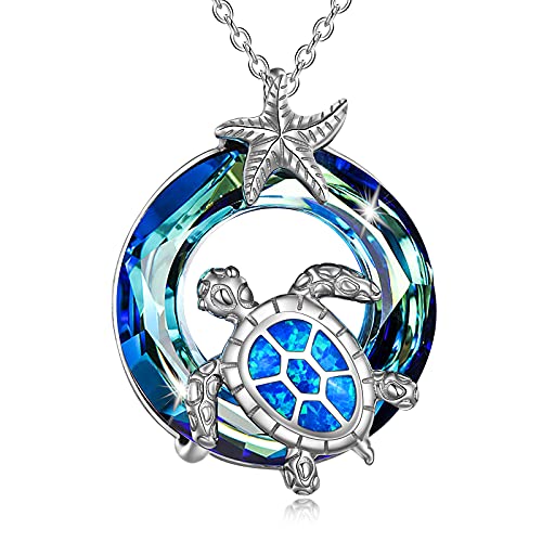 Mode Damen Silber Schildkröte Kunst Opal Charm Anhänger Halskette Anhäng