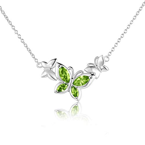 WINNICACA Schmetterling Grüne Kristallkette Sterling Silber August Geburtsstein Anhänger Schmuck Geschenke für Frauen Teenager Geburtstag von WINNICACA