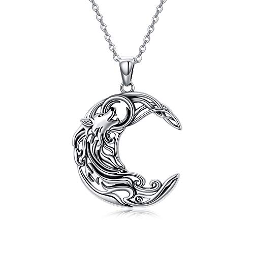 WINNICACA Sterling Silber Wolf Halskette Wolf Schmuck Halsk Halbmond Heuling Wolf Anhänger Halskette Schmuck Für Wolf Liebhaber Mädchen Frauen Schwester Mutter Freund Geburtstagsgeschenk von WINNICACA