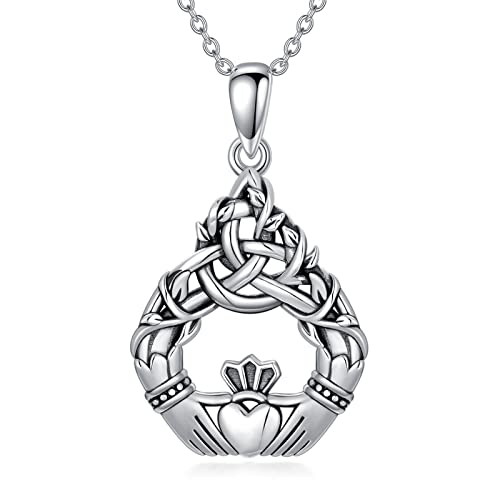 WINNICACA keltisch Claddagh Baum der Lebens Halskette 925 Sterling Silber Baum des Lebens Halskette Claddagh Keltische Halskette für Frauen Religiöwen Schmuck von WINNICACA